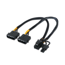 Aisens Cable de alimentación para tarjeta gráfica 2x Molex 4-pin a PCI-E 6+2 pin, Negro