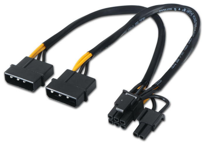 Aisens A131-0165 Cable de alimentación para tarjeta gráfica 2x Molex a PCI-E 6+2 pin Aisens A131-0165 Cable de alimentación para tarjeta gráfica 2x Molex a PCI-E 6+2 pin