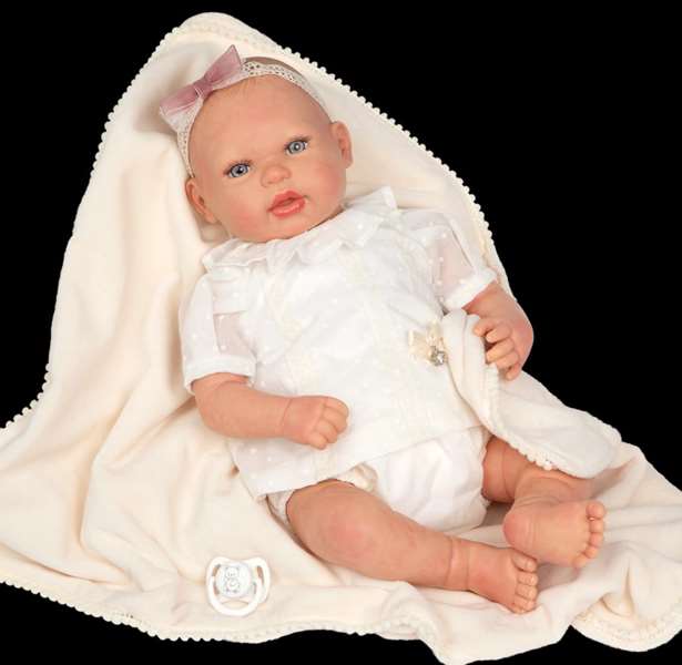 Muñecas Arias Muñeca Reborn 45 cm Delia con Manta y Pelo Decorado