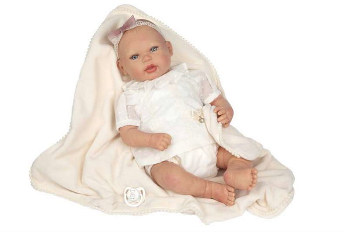 Muñecas Arias Muñeca Reborn 45 cm Delia con Manta y Pelo Decorado