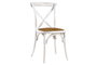 DKD Home Decor Set de 4 Sillas Crossback de Madera y Ratán en Blanco y Natural