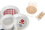 DKD Home Decor Bandeja de Aperitivo Gres y Bambú Casitas Azul 22x22x7 cm
