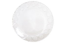 DKD Home Decor Set de 6 Platos Llanos de Cristal Mandala Transparente 25,4 cm