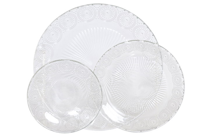 DKD Home Decor Set de 6 Platos Llanos de Cristal Mandala Transparente 25,4 cm DKD Home Decor Set de 6 Platos Llanos de Cristal Mandala Transparente 25,4 cm