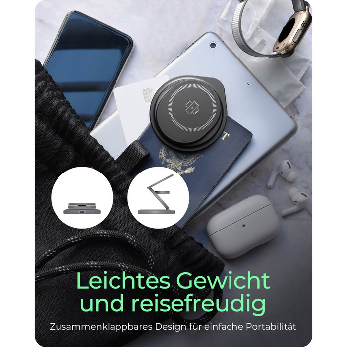 ICY BOX IB-SH101-CH Cargador Magnetizado Plegable 3 en 1 15W para Apple Watch, iPhone y AirPods con MagSafe, Cable USB-C de 1 m, Color Gris Antracita ICY BOX IB-SH101-CH Cargador Magnetizado Plegable 3 en 1 15W para Apple Watch, iPhone y AirPods con MagSafe, Cable USB-C de 1 m, Color Gris Antracita