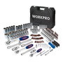 Workpro Juego de Herramientas Mecánico 172 Piezas con 3 Carracas Reversibles 72 Dientes (1/4", 3/8", 1/2"), Llaves de Vaso, Puntas Torx y Allen, Maletín