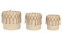 DKD Home Decor Set de 3 Cestas de Fibra y Algodón Natural