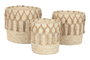 DKD Home Decor Set de 3 Cestas de Fibra y Algodón Natural