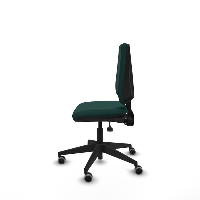 Silla de oficina Elche con mecanismo Asincro tapizada con Similpiel color Verde botella. Equipada con Base piramidal negra, Sin brazos y Ruedas 65 mm parqué Silla de oficina Elche con mecanismo Asincro tapizada con Similpiel color Verde botella. Equipada con Base piramidal negra, Sin brazos y Ruedas 65 mm parqué
