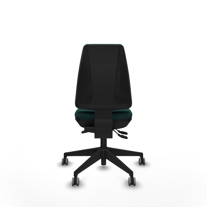Silla de oficina Elche con mecanismo Asincro tapizada con Similpiel color Verde botella. Equipada con Base piramidal negra, Sin brazos y Ruedas 65 mm parqué Silla de oficina Elche con mecanismo Asincro tapizada con Similpiel color Verde botella. Equipada con Base piramidal negra, Sin brazos y Ruedas 65 mm parqué