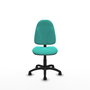Silla de oficina Algarra con mecanismo Contacto permanente básico tapizada con Similpiel color Turquesa. Equipada con Base poliamida negra, Sin brazos y Ruedas de nailon 50 mm