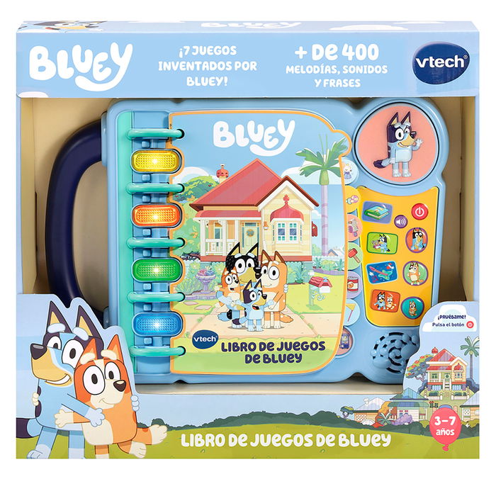 V-Tech Libro de Juegos Bluey 80-541222 Infantil Interactivo con Voz y Luces, 4 Modos de Juego, +3 Años