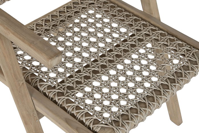 DKD Home Decor Indo 1c25 Sillón, Natural, Teca y Fibra, Trenzado a Mano, 70 x 82 x 60 cm (2 Unidades)