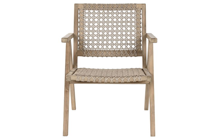 DKD Home Decor Indo 1c25 Sillón, Natural, Teca y Fibra, Trenzado a Mano, 70 x 82 x 60 cm (2 Unidades)