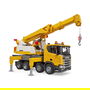 BRUDER - Camión Grúa de Juguete con Sonido y Efectos Sonoros, Escala 1:16, Color Negro, Blanco y Amarillo, 3 Años en Adelante - Modelo 03571