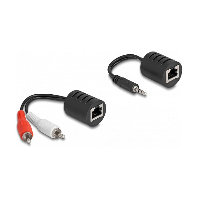 DeLOCK Extensor de audio estéreo RJ45 a 3,5 mm y 2 x RCA, Set de 2 piezas DeLOCK Extensor de audio estéreo RJ45 a 3,5 mm y 2 x RCA, Set de 2 piezas