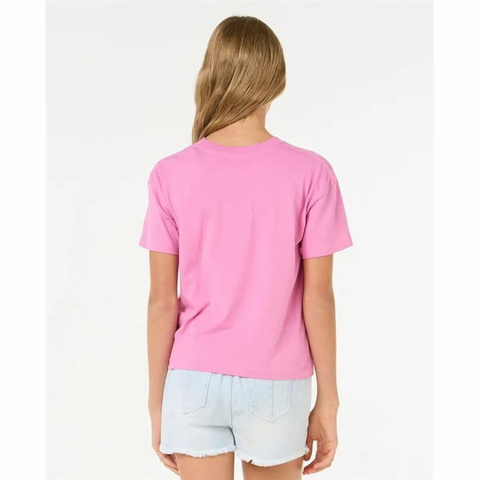 Camiseta de Manga Corta Infantil Rip Curl Island Surf Crop Rosa