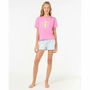 Camiseta de Manga Corta Infantil Rip Curl Island Surf Crop Rosa