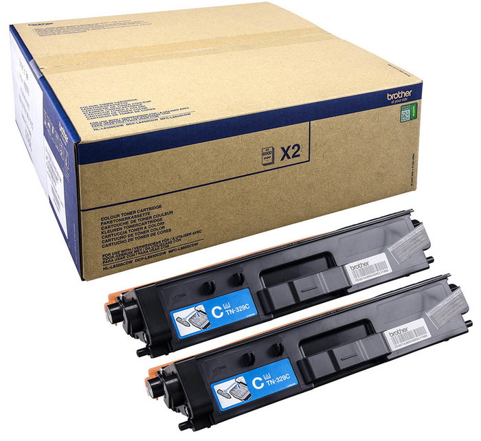 Brother TN-329CTWIN Pack de 2 unidades de tóner Cian