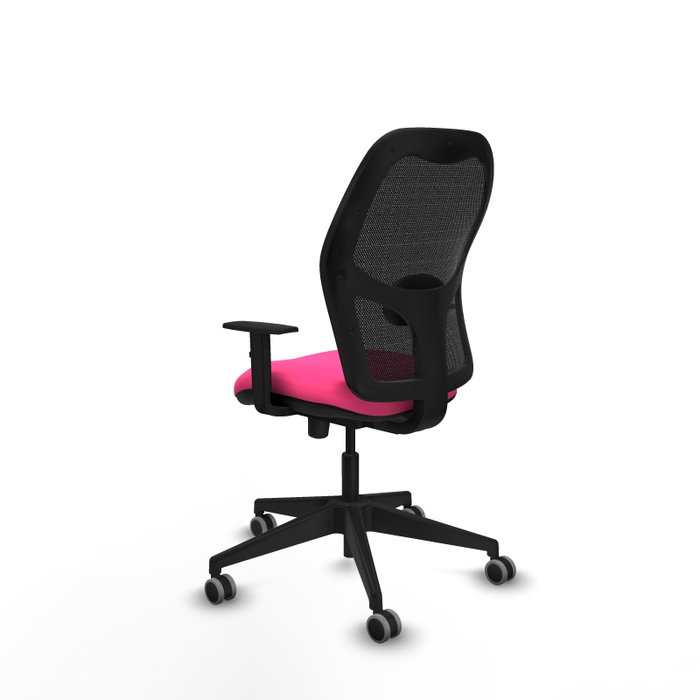 PIQUERAS Y CRESPO Silla de oficina Alocén con malla negra y asiento rosa