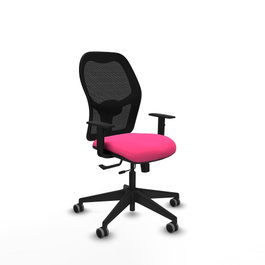 PIQUERAS Y CRESPO Silla de oficina Alocén con malla negra y asiento rosa