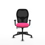 PIQUERAS Y CRESPO Silla de oficina Alocén con malla negra y asiento rosa