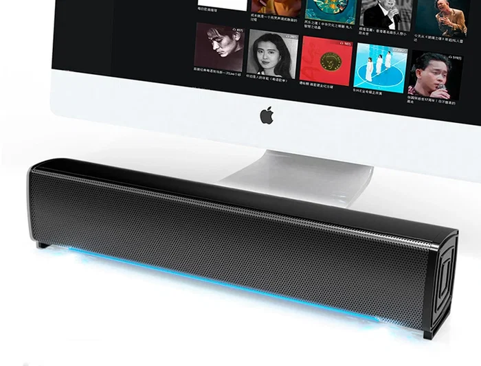 Q-connect Barra de Sonido para PC con Iluminación LED Color Negro