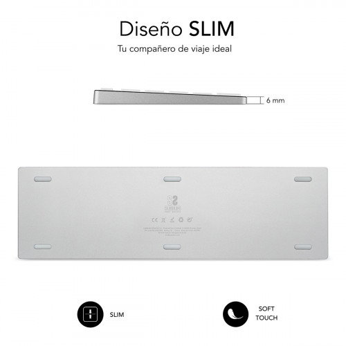 SUBBLIM Teclado Wireless Bluetooth Aluminio Advance Extended Silver