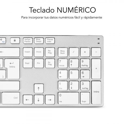 SUBBLIM Teclado Wireless Bluetooth Aluminio Advance Extended Silver