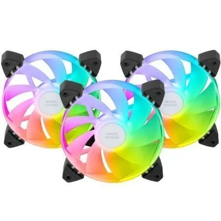 Mars Gaming MF-3AR Pack 3 Ventiladores 12cm ARGB Invertidos Mars Gaming MF-3AR Pack 3 Ventiladores 12cm ARGB Invertidos