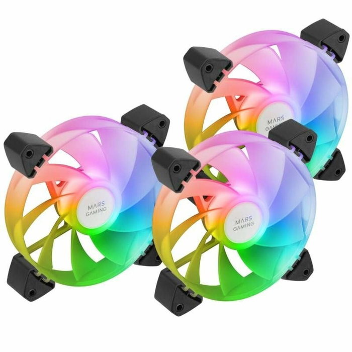 Mars Gaming MF-3AR Kit de 3 Ventiladores 120mm ARGB Aspas Invertidas Negro Mars Gaming MF-3AR Kit de 3 Ventiladores 120mm ARGB Aspas Invertidas Negro