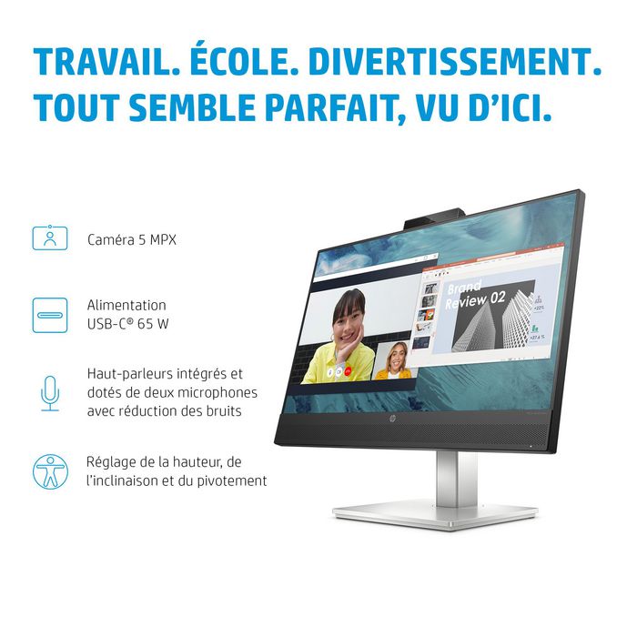 HP E24m G4 Monitor de Conferencias 23.8 pulg. Full HD USB-C 5MP Webcam Black/Silver