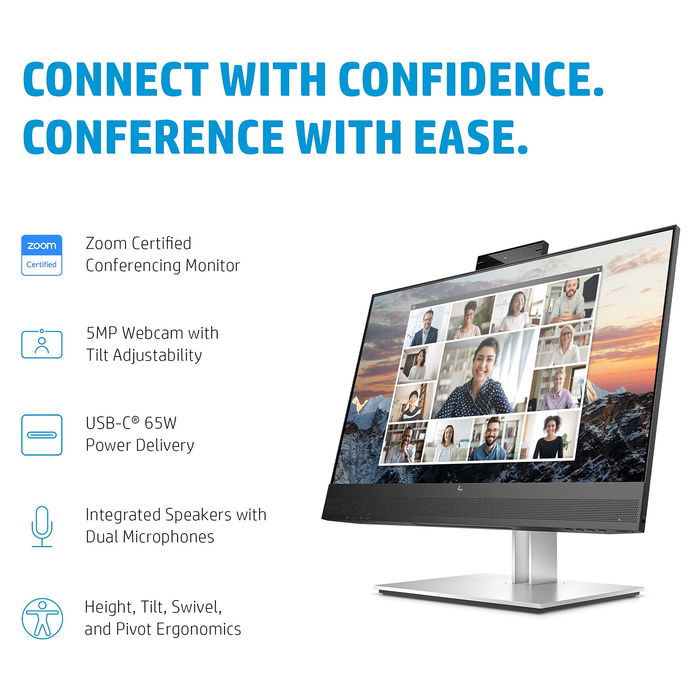 HP E24m G4 Monitor 23.8'' FHD (1920x1080) IPS USB-C 65W 75Hz con Altavoces y Cámara 5MP para Videoconferencias