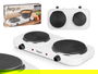 Argon Hornillo Eléctrico Doble Blanco 2500W con Placas Calefactoras, Regulador de Temperatura, Dimensiones 48x7x26 cm (Set de 4)