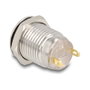 DeLOCK Botón de Presión para Montaje 12 mm, 2 Conexiones para Soldar, Plata Acero Inoxidable Níquel, 230V 3A IP65 - Ref. 20983
