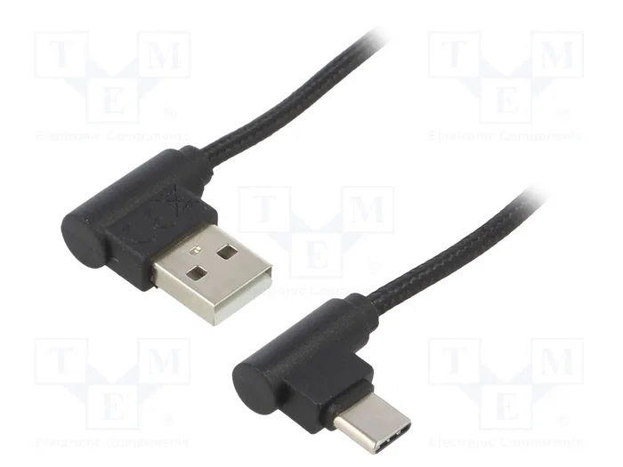 QOLTEC Cable USB 2.0 de 1m con conectores USB A y USB C angulares QOLTEC Cable USB 2.0 de 1m con conectores USB A y USB C angulares