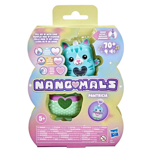 Hasbro Nano Mals Mascota Electrónica Interactiva con 70 Sonidos y Canciones, 7 cm - Modelos Surtidos