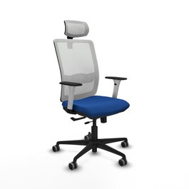 PIQUERAS Y CRESPO Silla de oficina Haches con mecanismo Sincro/Traslack, Azul y Blanco