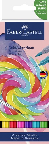 Rotuladores Acuarelables Faber-Castell Goldfaber Aqua Dual Markers Estuche De 6 Candy Rotuladores Acuarelables Faber-Castell Goldfaber Aqua Dual Markers Estuche De 6 Candy