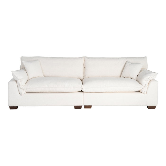 Sofá 4 Plazas Crema Tejido 282 X 101 X 71 cm Sofá 4 Plazas Crema Tejido 282 X 101 X 71 cm