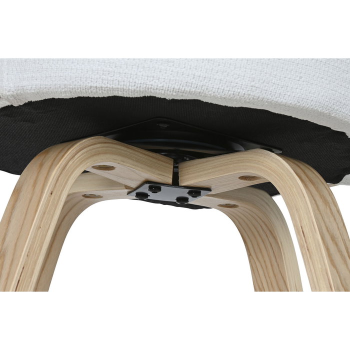 DKD Home Decor Taburete de Madera y Poliéster Blanco DKD Home Decor Taburete de Madera y Poliéster Blanco