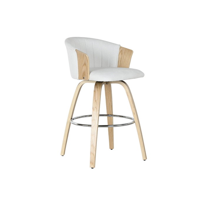DKD Home Decor Taburete de Madera y Poliéster Blanco DKD Home Decor Taburete de Madera y Poliéster Blanco