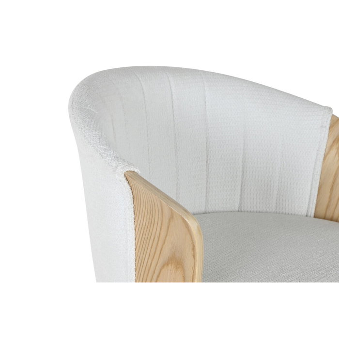 DKD Home Decor Taburete de Madera y Poliéster Blanco DKD Home Decor Taburete de Madera y Poliéster Blanco