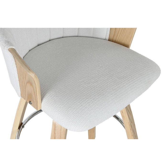 DKD Home Decor Taburete de Madera y Poliéster Blanco DKD Home Decor Taburete de Madera y Poliéster Blanco