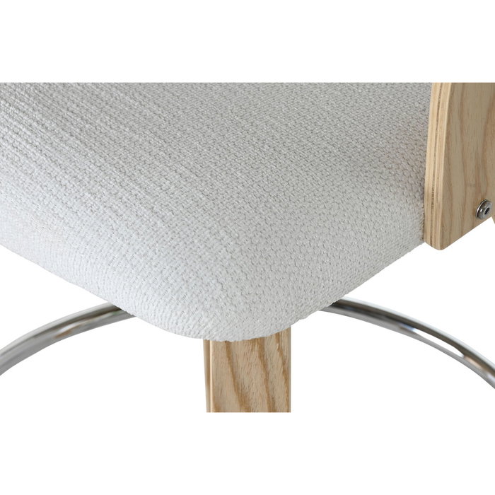 DKD Home Decor Taburete de Madera y Poliéster Blanco DKD Home Decor Taburete de Madera y Poliéster Blanco