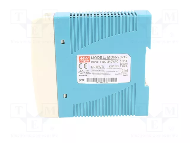 MEAN WELL MDR-20-12 Alimentador de impulso para carril DIN 12VDC 20W
