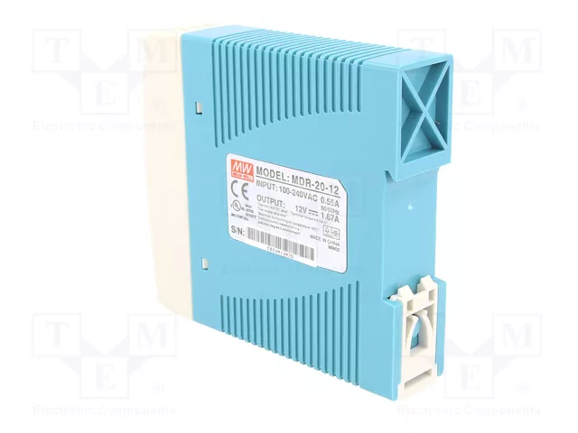 MEAN WELL MDR-20-12 Alimentador de impulso para carril DIN 12VDC 20W