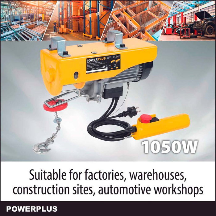 Powerplus Polipasto Eléctrico 1050 W 300/600 kg