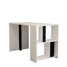Hanah Home Mesa de Estudio Blanca y Negra de Tablero de Partículas Recubierto de Melamina, 120x75.4x60 cm