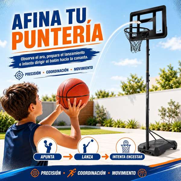 JugaToys Canasta Baloncesto con pie, balón hinchable e hinchador 76x306x72cm